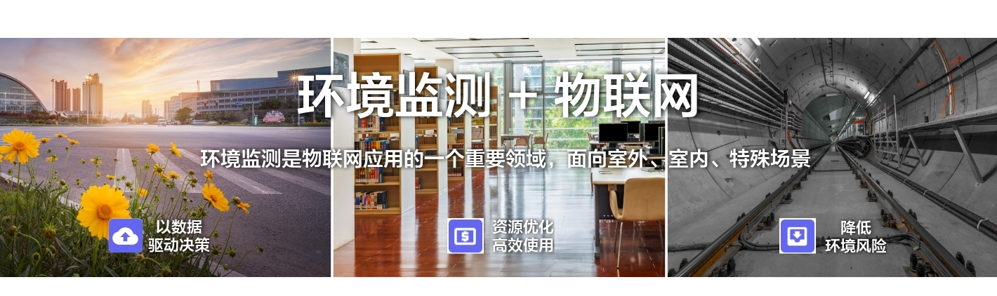 環(huán)境監(jiān)測+物聯(lián)網(wǎng)：環(huán)境監(jiān)測是物聯(lián)網(wǎng)應(yīng)用的一個(gè)重要領(lǐng)域，面向室外、 室內(nèi)、特殊場景